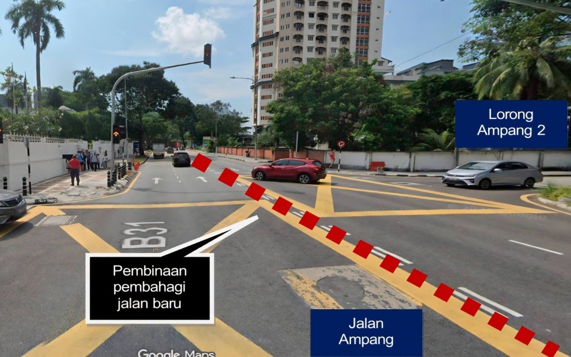 DBKL Permanently Closes Two Traffic Intersections on Jalan Ampang for Upgrade Project