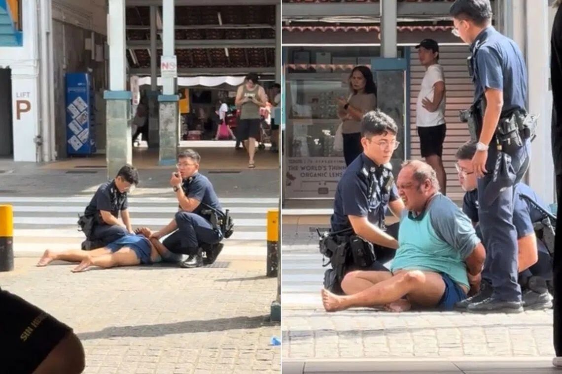 Man arrested in Singapore after obscene act and assault on police officer