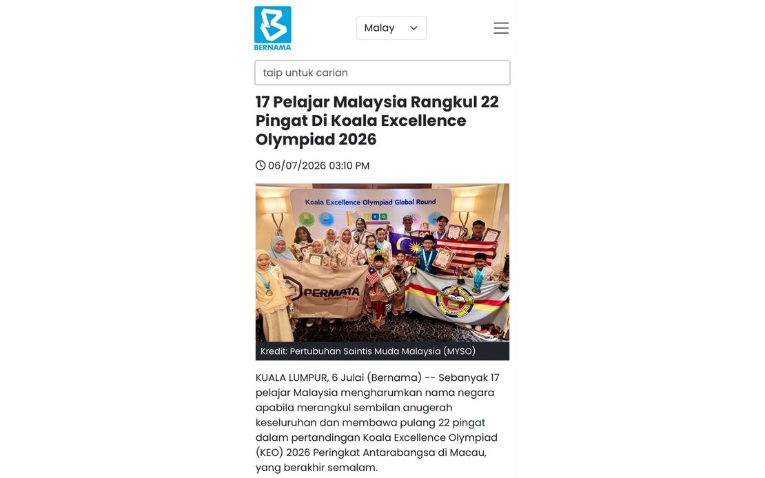 PM Anwar Celebrates 17 Malaysian Students' Strong Performance at KEO 2026 Global Finals