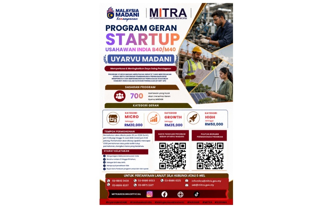 Uyarvu MADANI Grant Applications Now Open for Indian Business Entrepreneurs