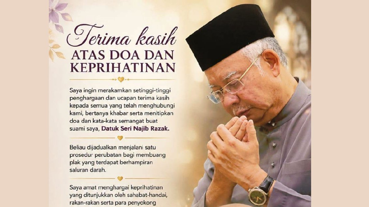 Rosmah calls for public prayers as Najib undergoes vascular treatment