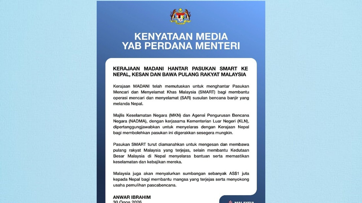 Malaysia Deploys SMART Team to Nepal, Pledges US$1 Million in Aid Following Devastating Floods