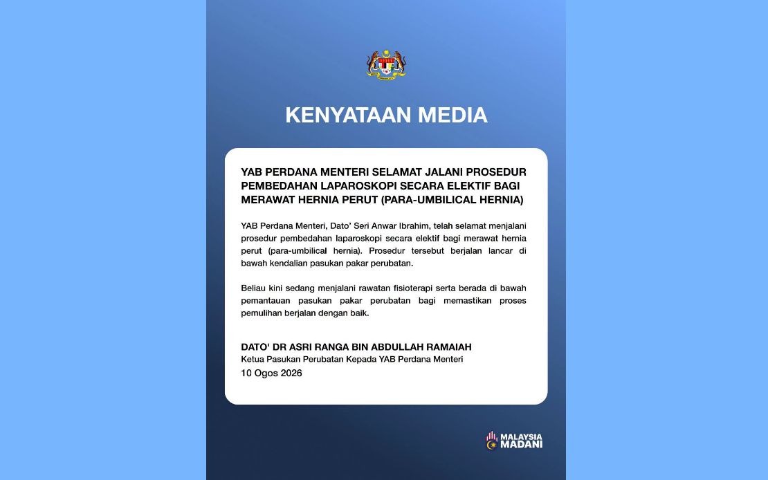 Prime Minister Anwar Ibrahim Successfully Recovers from Abdominal Hernia Surgery