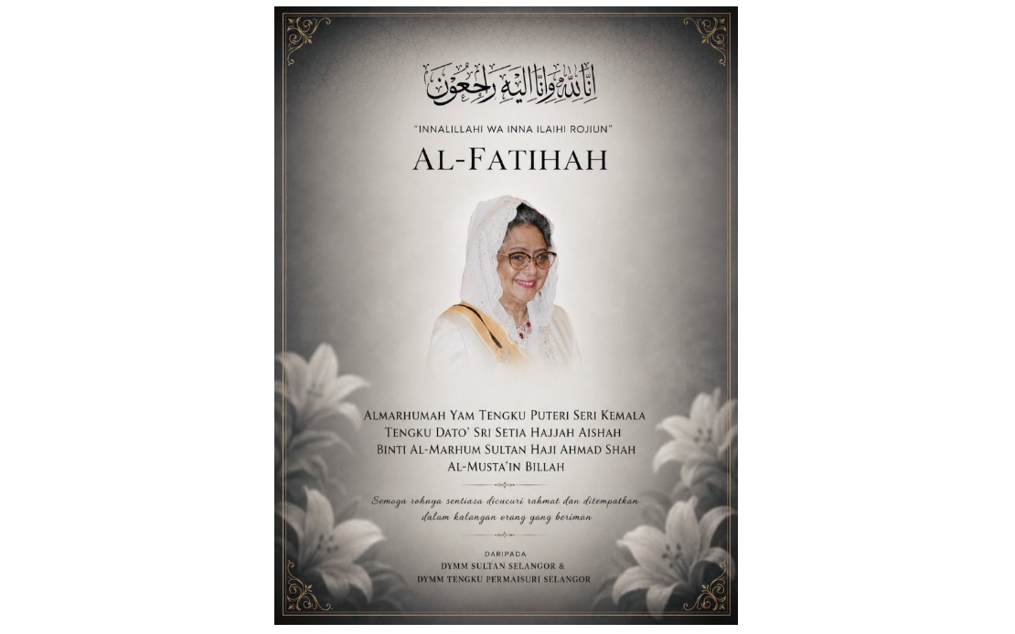Selangor Sultan Extends Condolences to Pahang Ruler Over Sister's Death