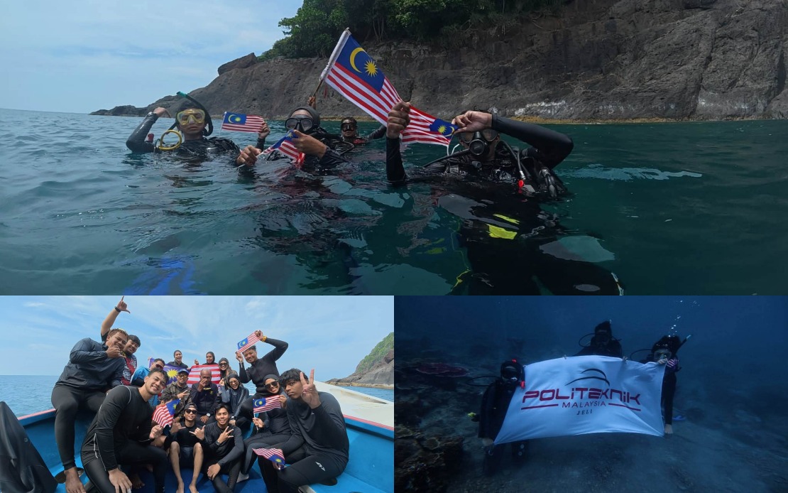 Politeknik Jeli Celebrates National Day with Underwater Flag Display Off Terengganu Coast