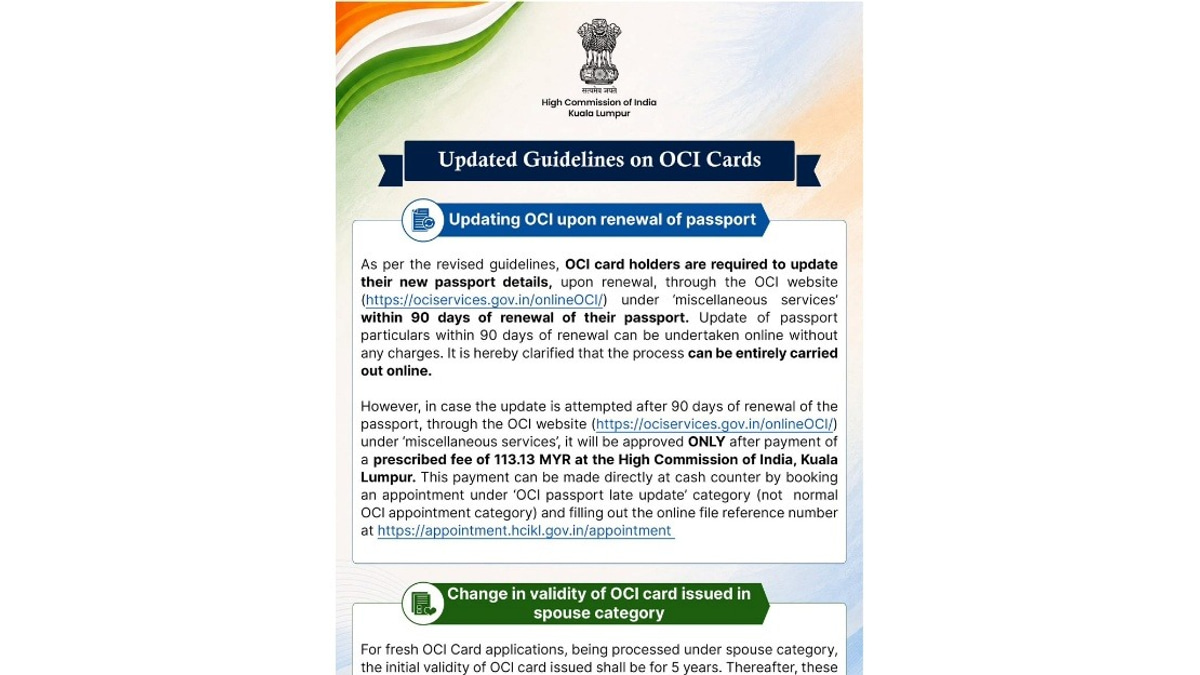 India Tightens OCI Card Rules in Malaysia with New Passport Update Timeline
