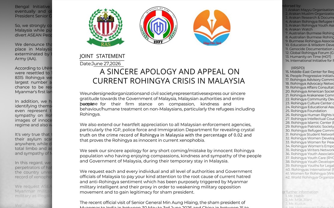 MAHAR Welcomes Rohingya NGO Apology, Calls for Deeper Community Integration