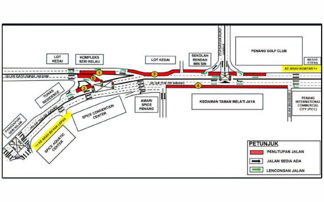 Penang Roads to Close for Mutiara Line LRT Construction Works