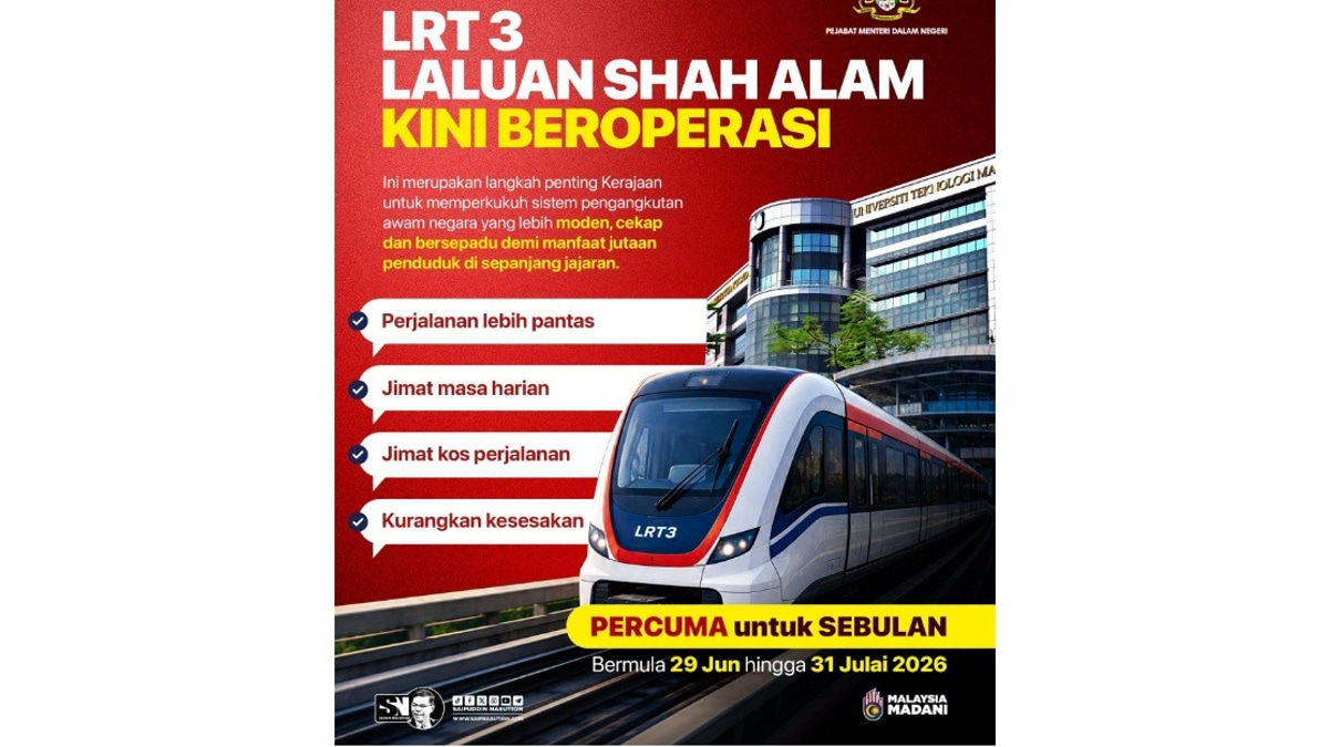 LRT3 Shah Alam Line Exemplifies MADANI Government's Public Transport Vision