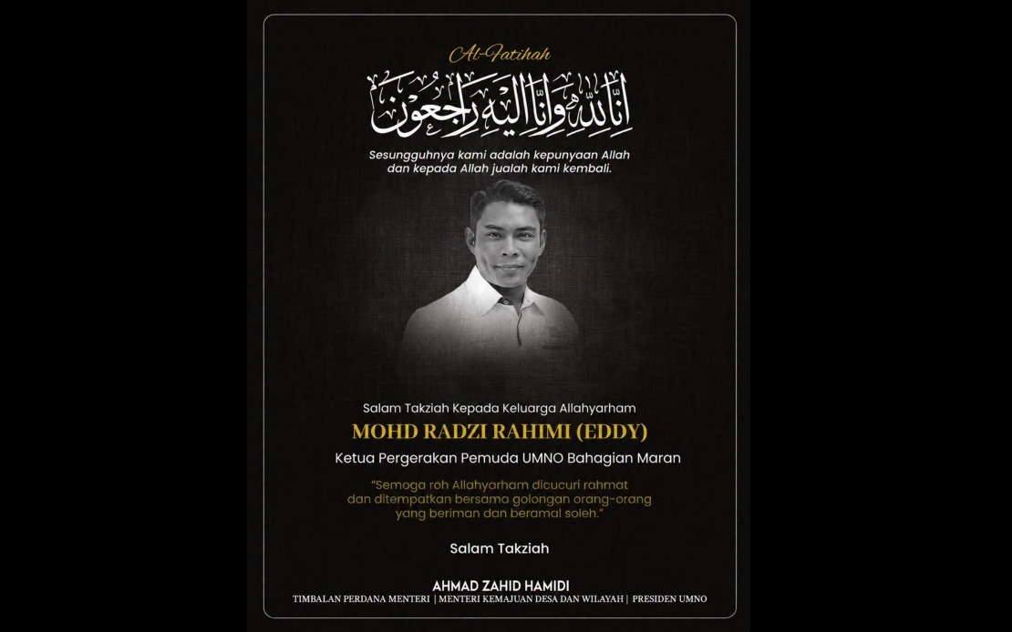 Ahmad Zahid Mourns Loss of Maran UMNO Youth Chief Mohd Radzi in Tragic Accident