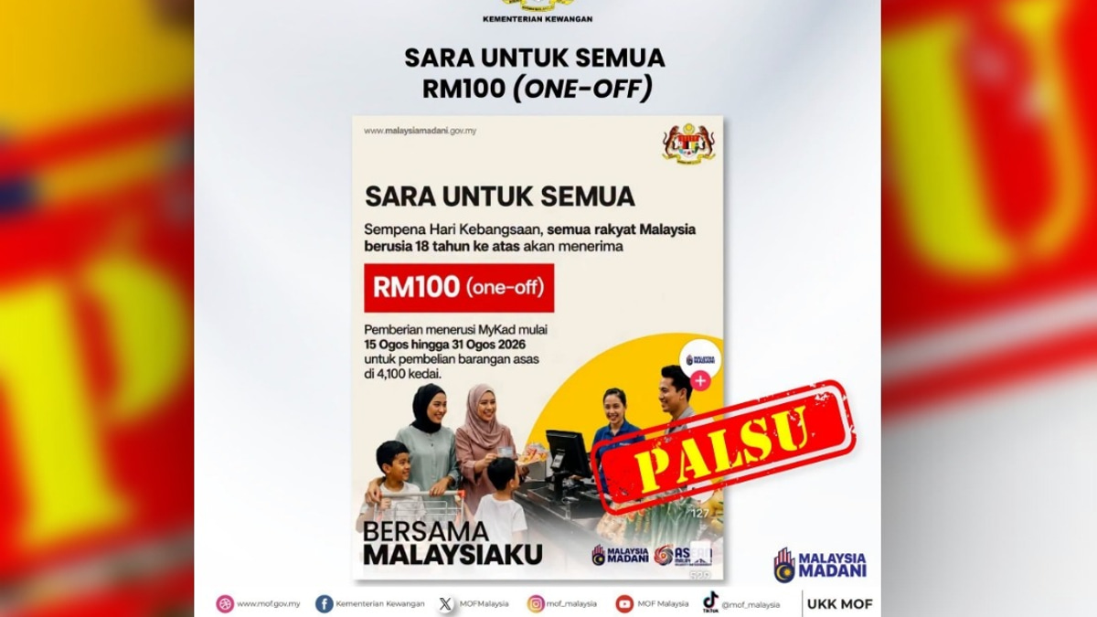 Ministry of Finance Dismisses Viral Claim of RM100 National Day Payment