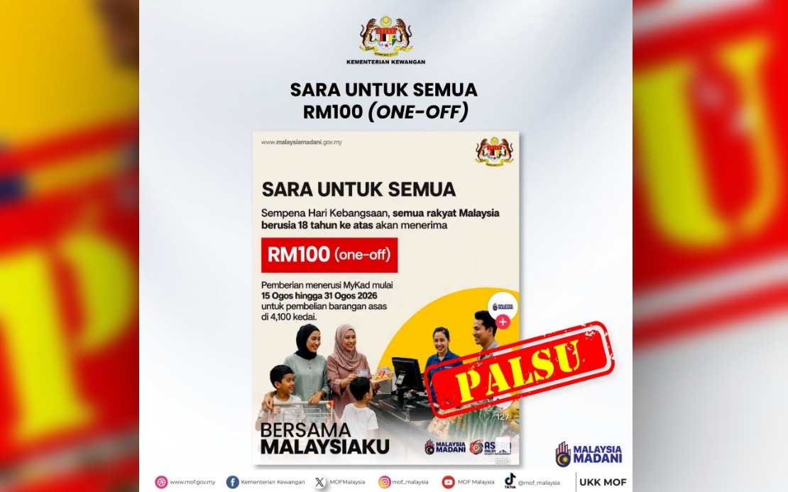 Ministry of Finance Dismisses Viral Claim of RM100 National Day Payment