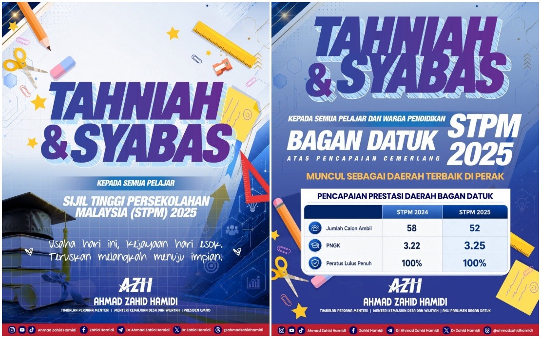 Bagan Datuk Tops Perak in STPM 2025 Results, Deputy PM Ahmad Zahid Lauds Achievement